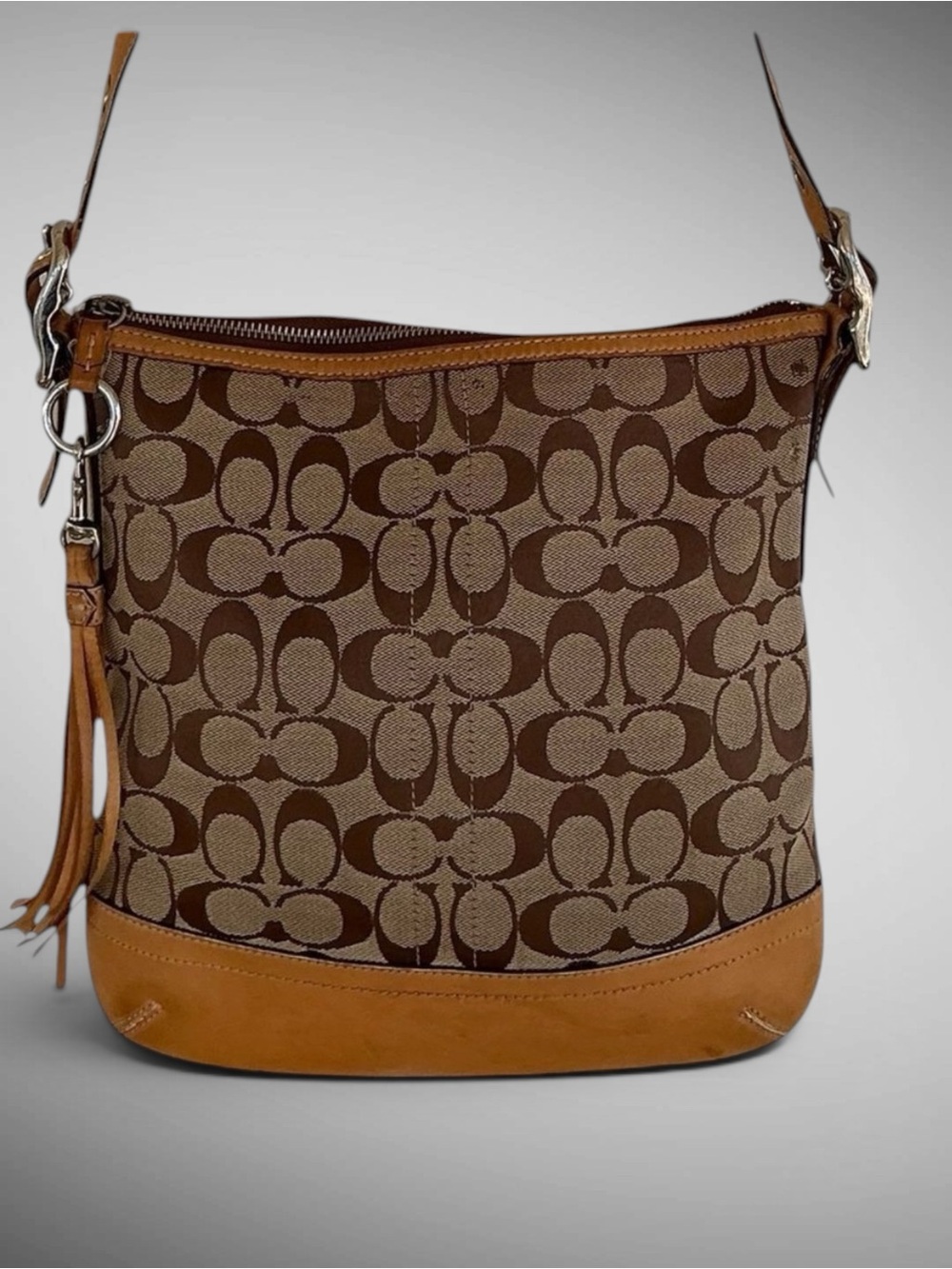 Vintage Coach Signature Swingpack Crossbody Bag Khaki Camel Y2K 9362